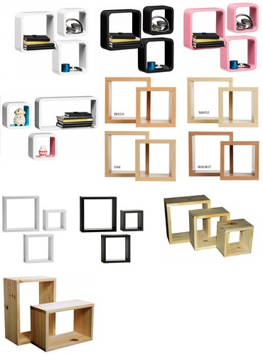 Mdf wooden floating wall cubes - wooden,